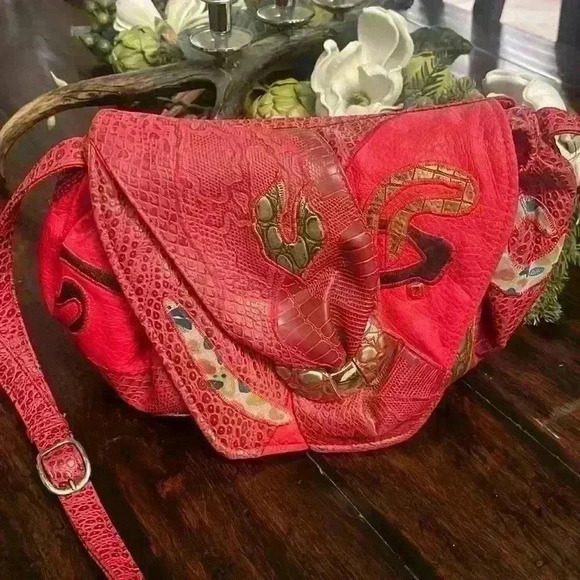 Vintage Alentino Nas Bag Korea Patchwork Mixed Media Abstract crossbody … - Picture 1 of 10